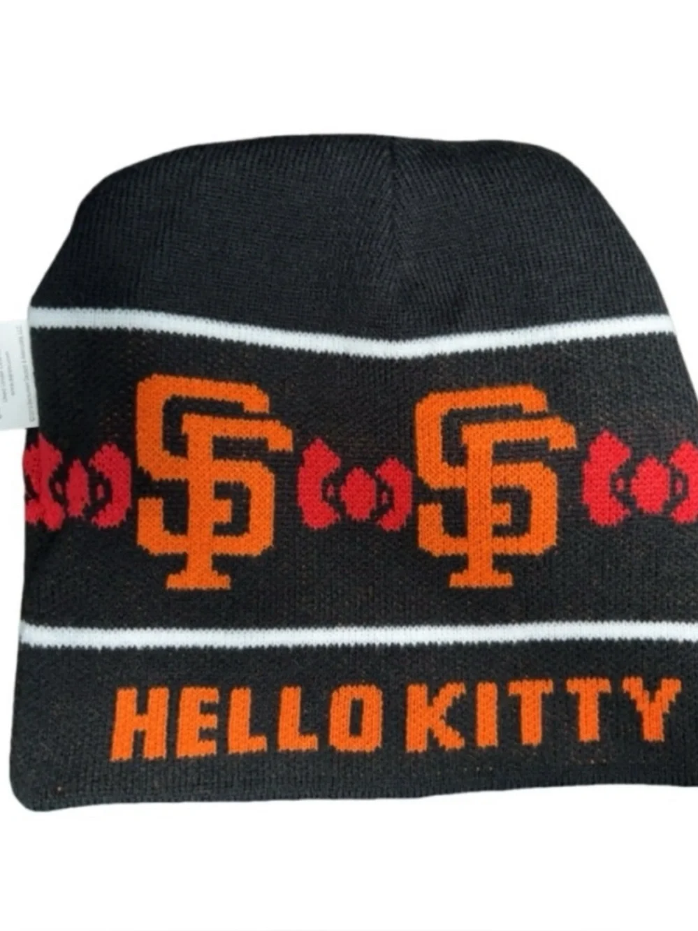 Hello Kitty Reversible Orange SF Giants Beanie Athletic Athleisure One Size